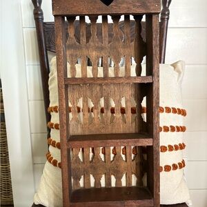 Rustic Brown Wooden Shelf  with ideal for a spice rack or displaying small items